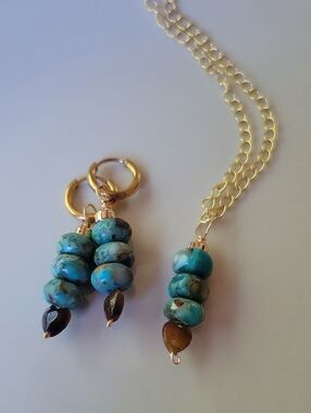 Pendant and Earrings Set Serpentine Jasper